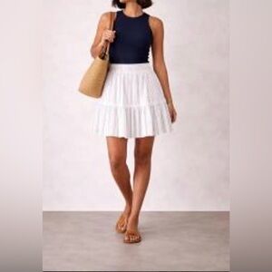 LOFT Trendy Boho Summer White Skater Skirt